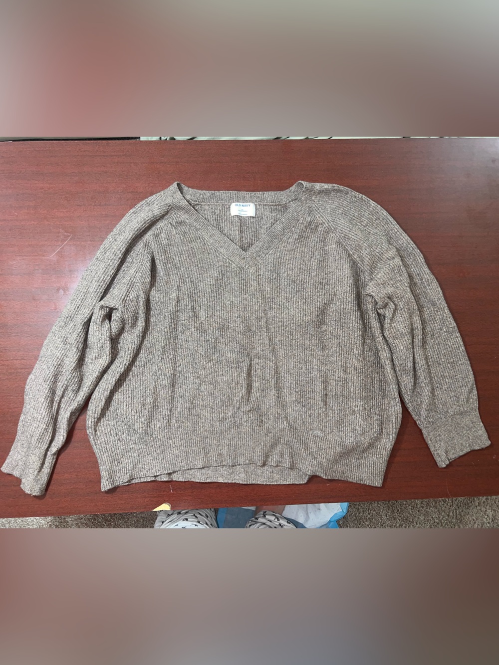Old Navy Brown Ribbed V-Neck Sweater